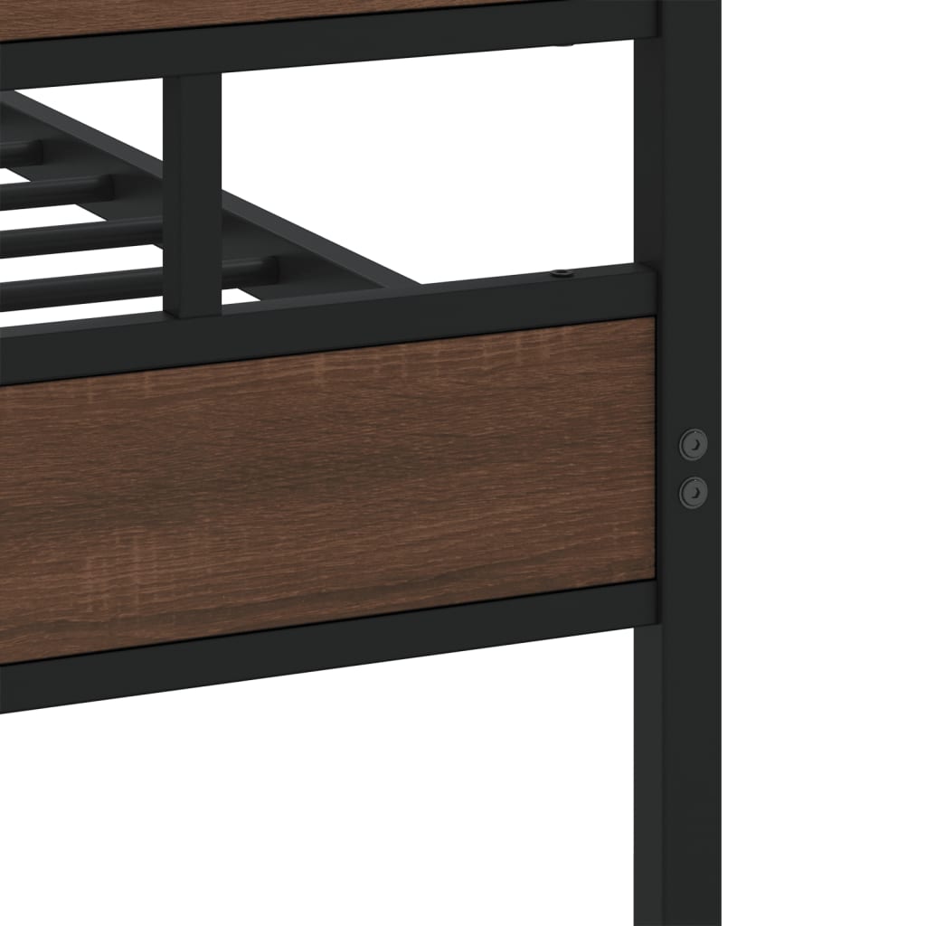 vidaXL Σκελετός Κρεβ. Χωρίς Στρώμα Καφέ Δρυς 150x200 εκ. Μεταλλικό