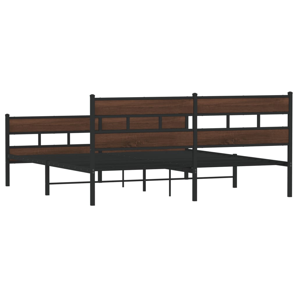 vidaXL Σκελετός Κρεβ. Χωρίς Στρώμα Καφέ Δρυς 180x200 εκ. Μεταλλικό