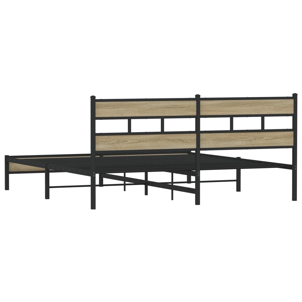 vidaXL Σκελετός Κρεβ. Χωρίς Στρώμα Sonoma Δρυς 180x200 εκ. Μεταλλικό