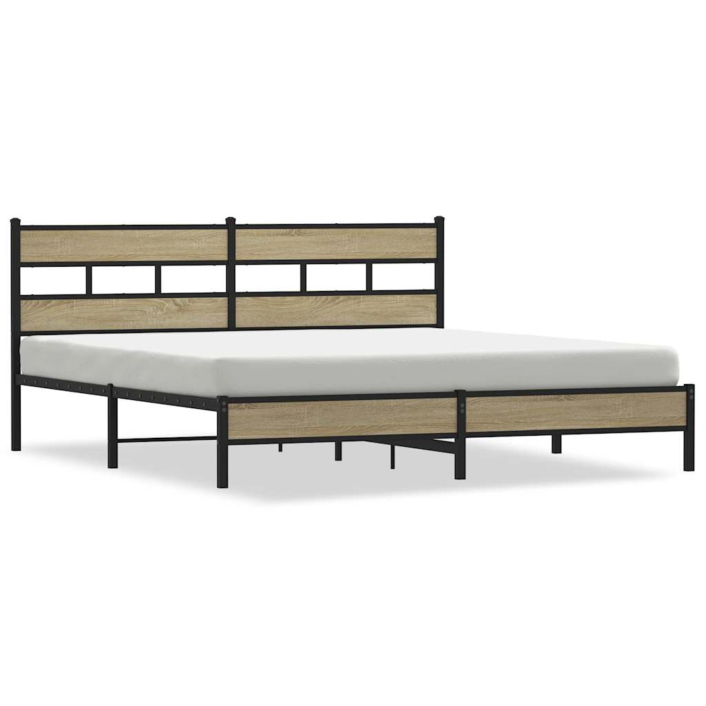 vidaXL Σκελετός Κρεβ. Χωρίς Στρώμα Sonoma Δρυς 200x200 εκ. Μεταλλικό
