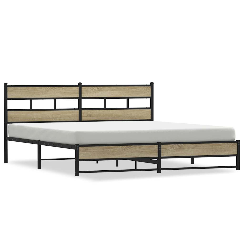 vidaXL Σκελετός Κρεβ. Χωρίς Στρώμα Sonoma Δρυς 180x200 εκ. Μεταλλικό