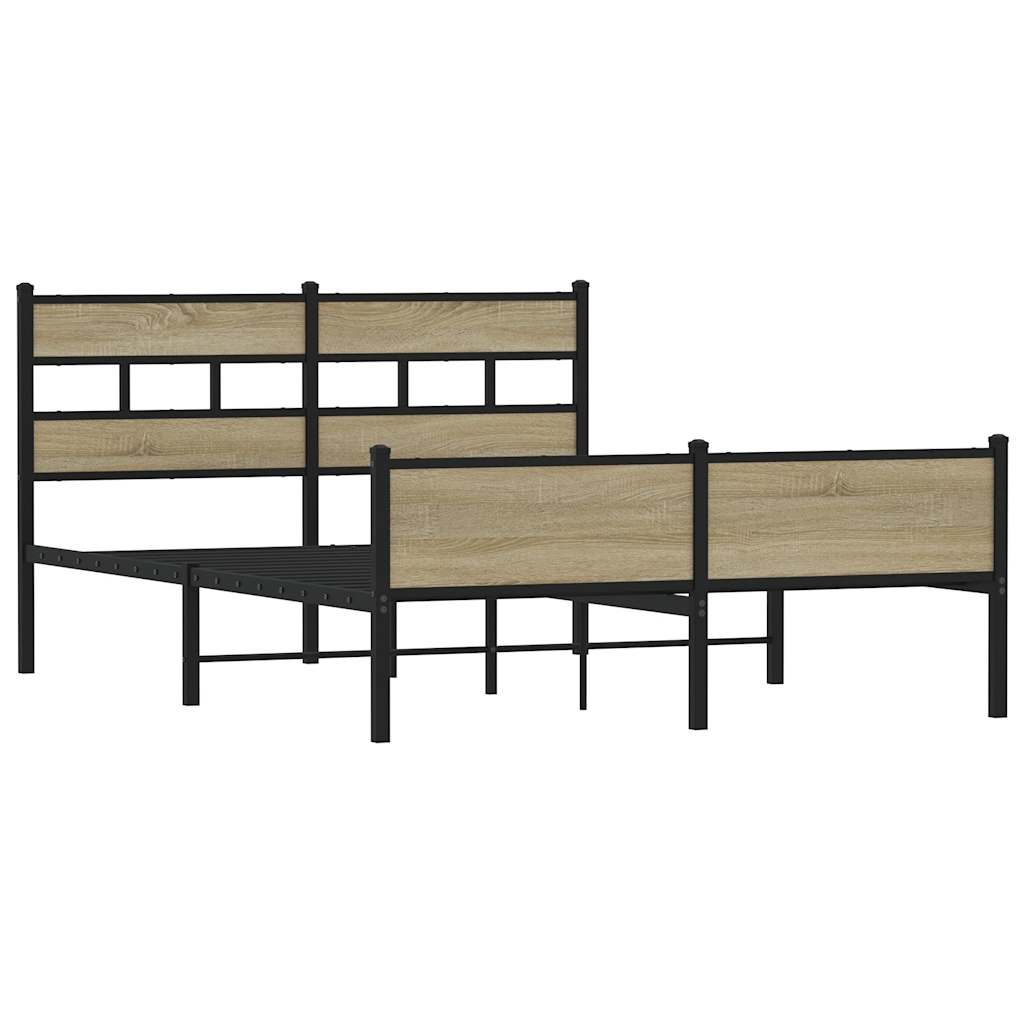vidaXL Σκελετός Κρεβ. Χωρίς Στρώμα Sonoma Δρυς 160x200 εκ. Μεταλλικό