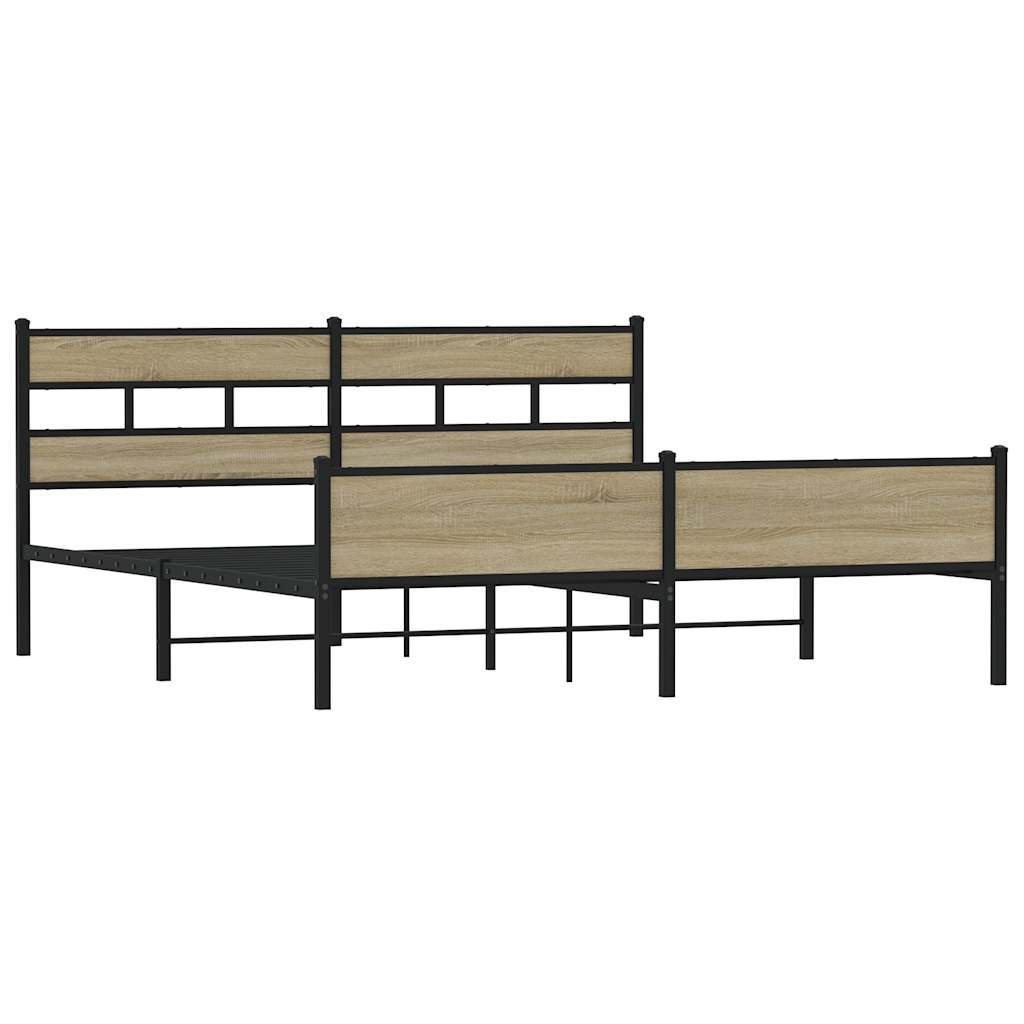 vidaXL Σκελετός Κρεβ. Χωρίς Στρώμα Sonoma Δρυς 180x200 εκ. Μεταλλικό