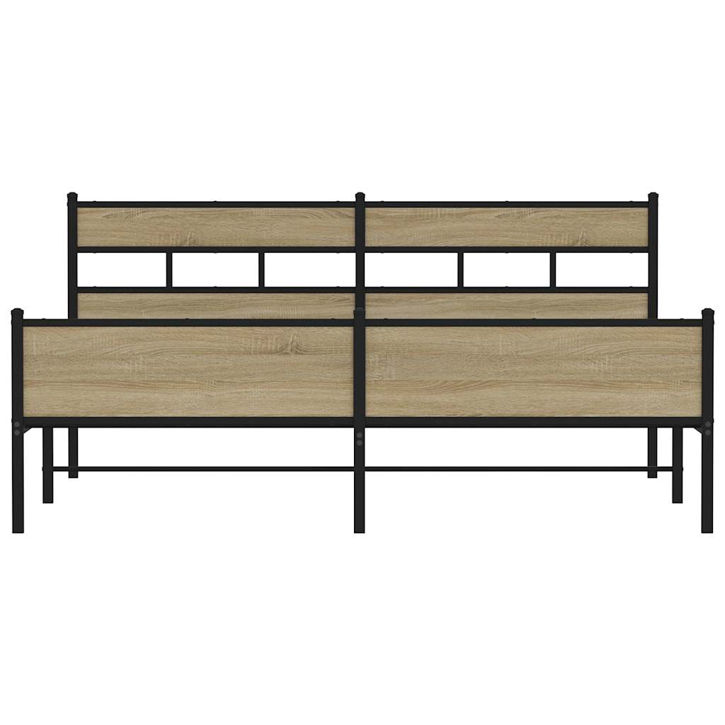 vidaXL Σκελετός Κρεβ. Χωρίς Στρώμα Sonoma Δρυς 180x200 εκ. Μεταλλικό