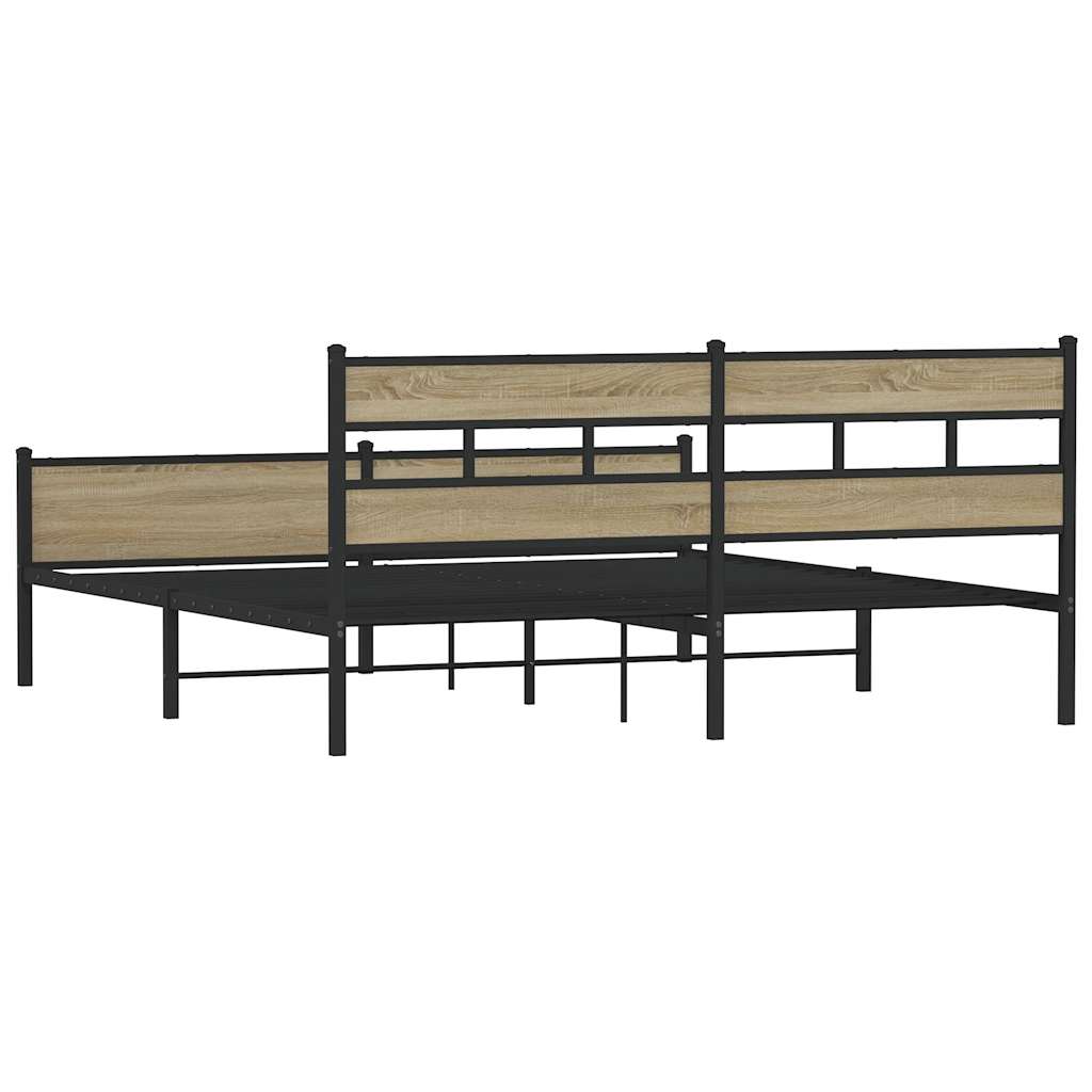 vidaXL Σκελετός Κρεβ. Χωρίς Στρώμα Sonoma Δρυς 180x200 εκ. Μεταλλικό