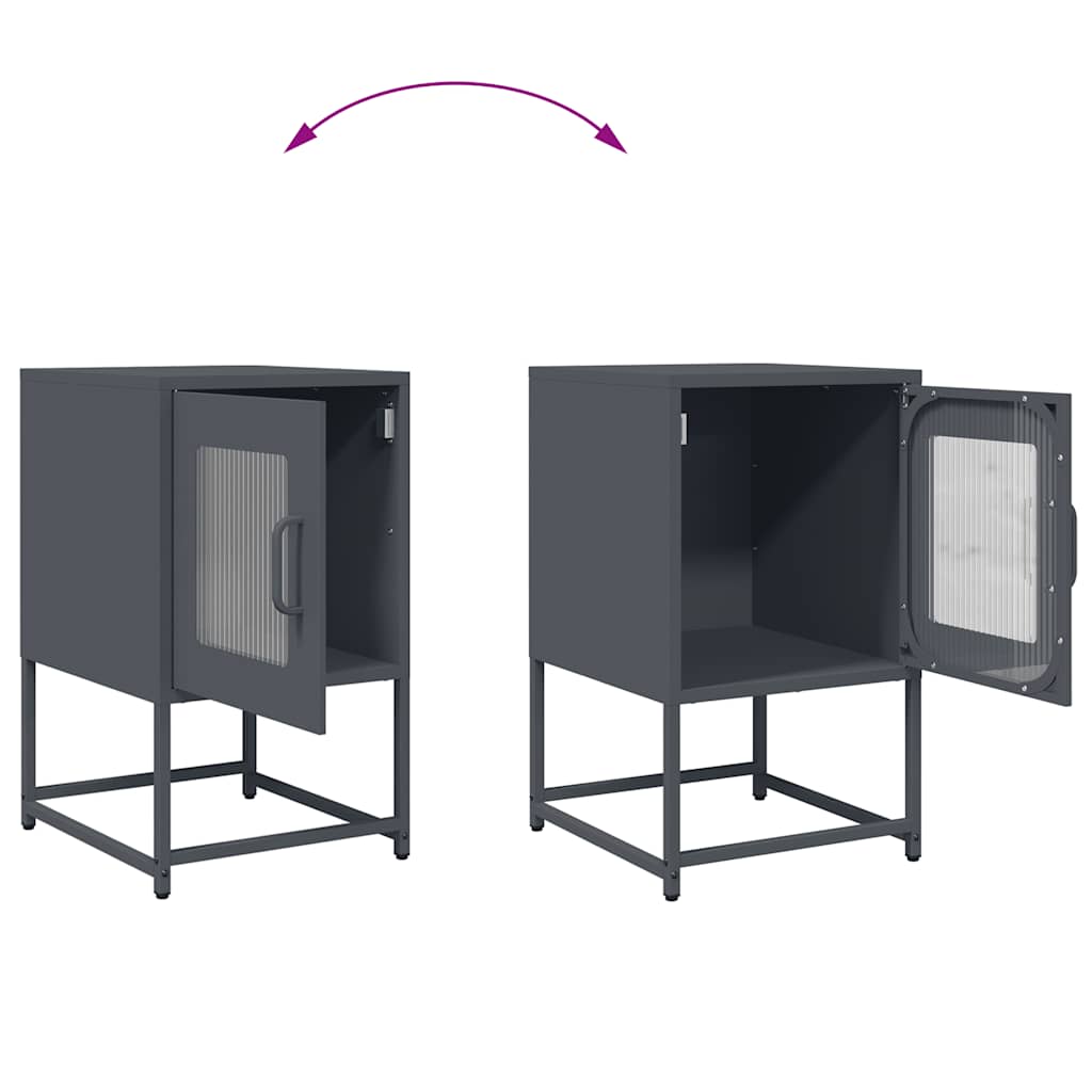 vidaXL Κομοδίνο Ανθρακί 36x39x60,5 cm από χάλυβα ψυχρής έλασης