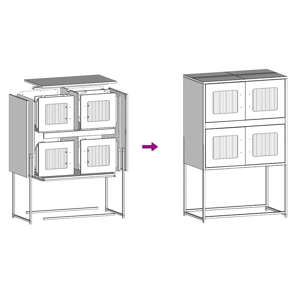 vidaXL Highboard Ροζ 68x39x107 cm Ατσάλι