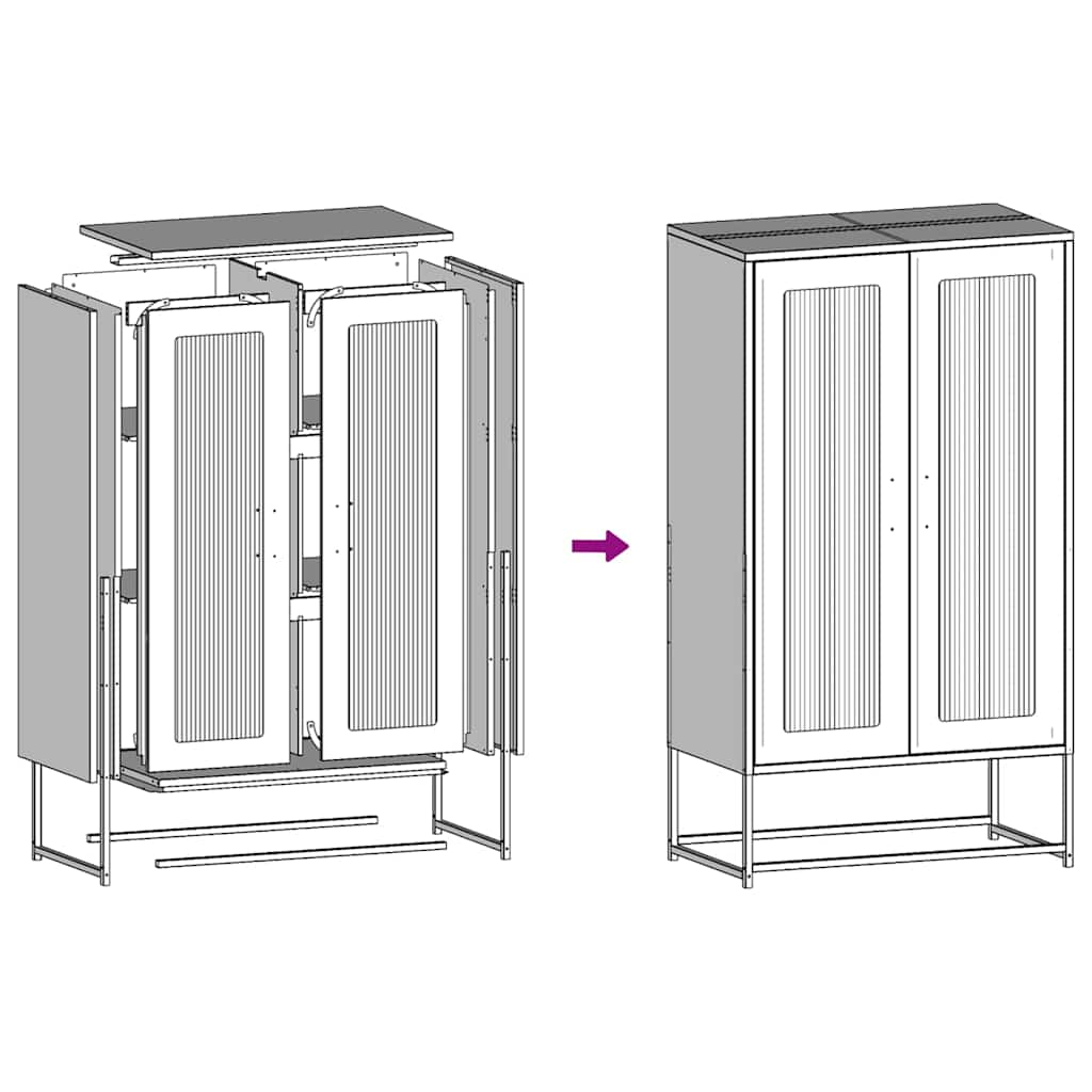 vidaXL Highboard Μαύρο 68x39x123 cm Χάλυβας