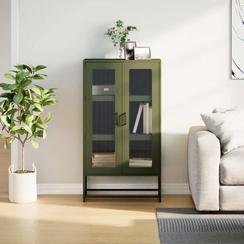 vidaXL Highboard Ελαιοπράσινο 68x39x123 cm Ατσάλι