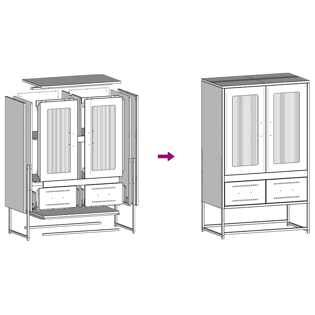 vidaXL Ντουλάπα Ροζ 68 x 39 x 111,5 εκ. από Χάλυβα
