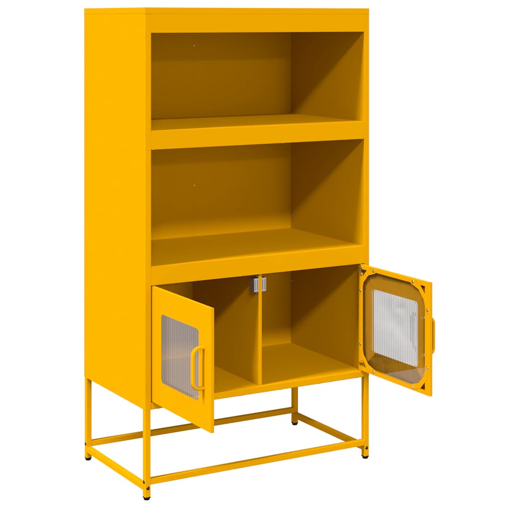 vidaXL Highboard Μουστάρδα κίτρινη 68x39x123 cm Χάλυβας