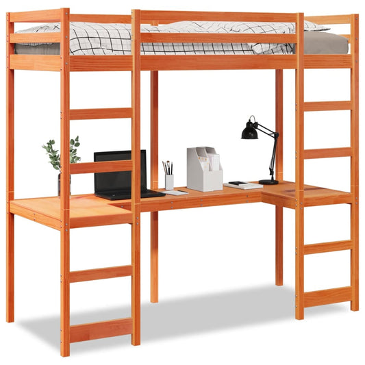 vidaXL Σκελετός Υπερ. Χωρίς Στρώμα Καφέ 80x200 εκ. Μασίφ Ξύλο Πεύκου