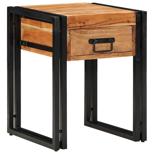 vidaXL End Table με συρτάρι Καφέ 40 x 40 x 50 cm Μασίφ ξύλο ακακίας