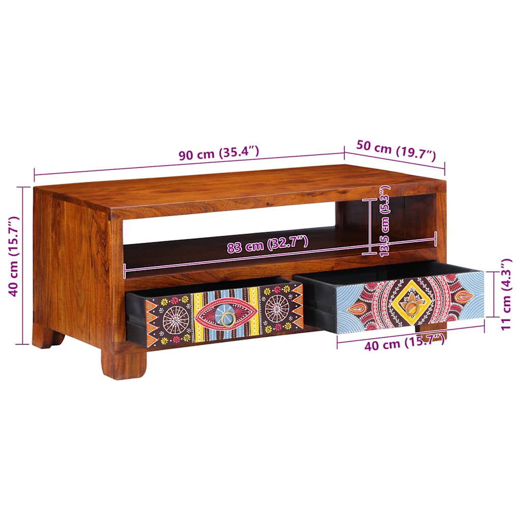 vidaXL Τραπεζάκι Σαλονιού 90 x 50 x 40 εκ. από Μασίφ Ξύλο Ακακίας