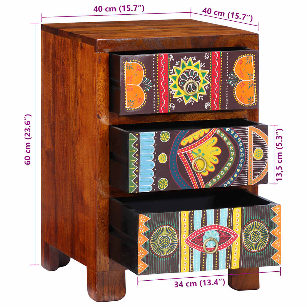 vidaXL Κομοδίνο 40x40x60 cm από μασίφ ξύλο ακακίας