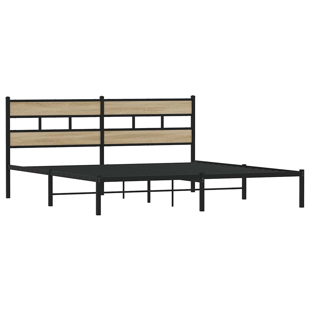 vidaXL Σκελετός Κρεβ. Χωρίς Στρώμα Sonoma Δρυς 180x200 εκ. Μεταλλικό