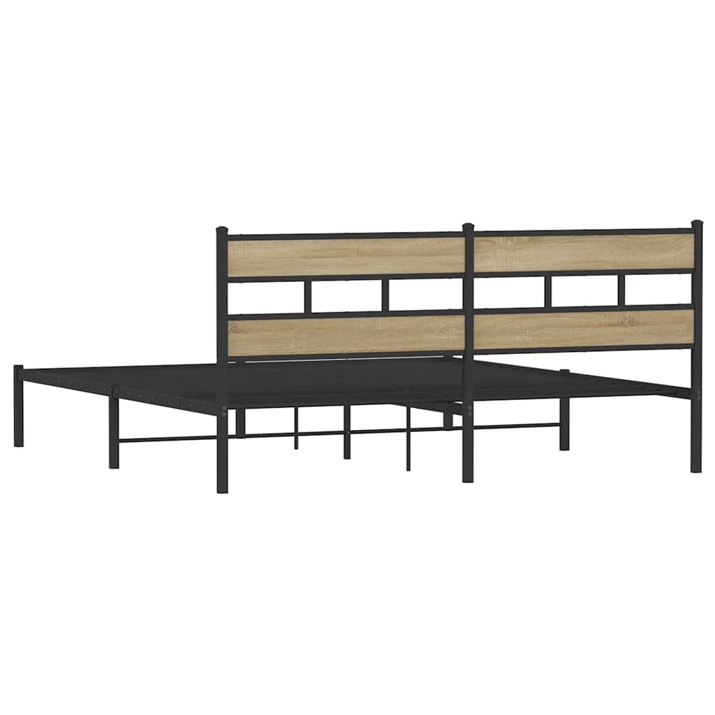 vidaXL Σκελετός Κρεβ. Χωρίς Στρώμα Sonoma Δρυς 180x200 εκ. Μεταλλικό