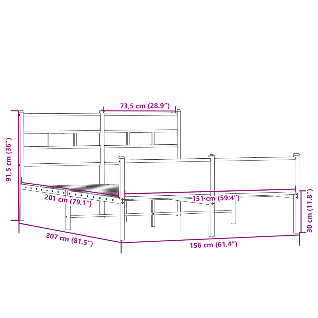 vidaXL Πλαίσιο Κρεβατιού Χωρ. Στρώμα Sonoma Δρυς 150x200εκ. Επ. Ξύλο