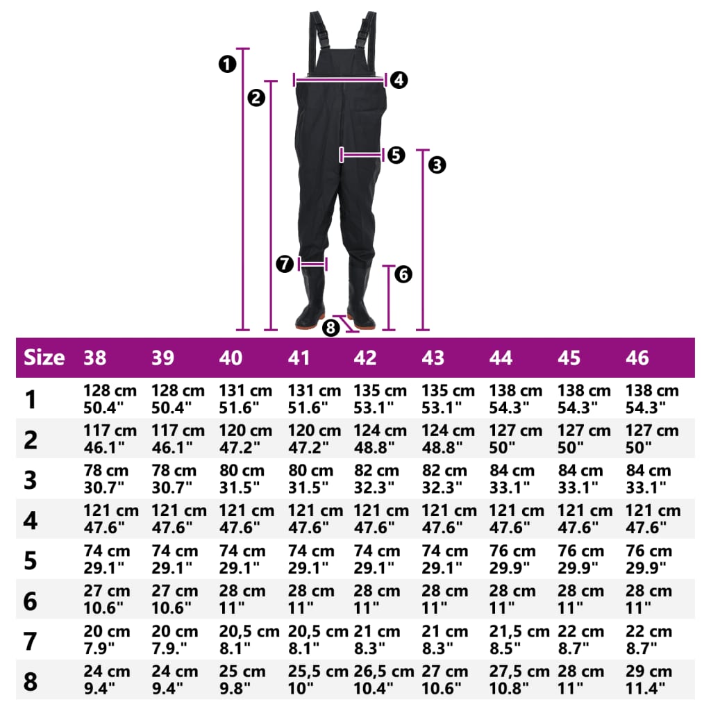 vidaXL Κολυμβητικές βάτες στήθους μπότες Μαύρο μέγεθος 42