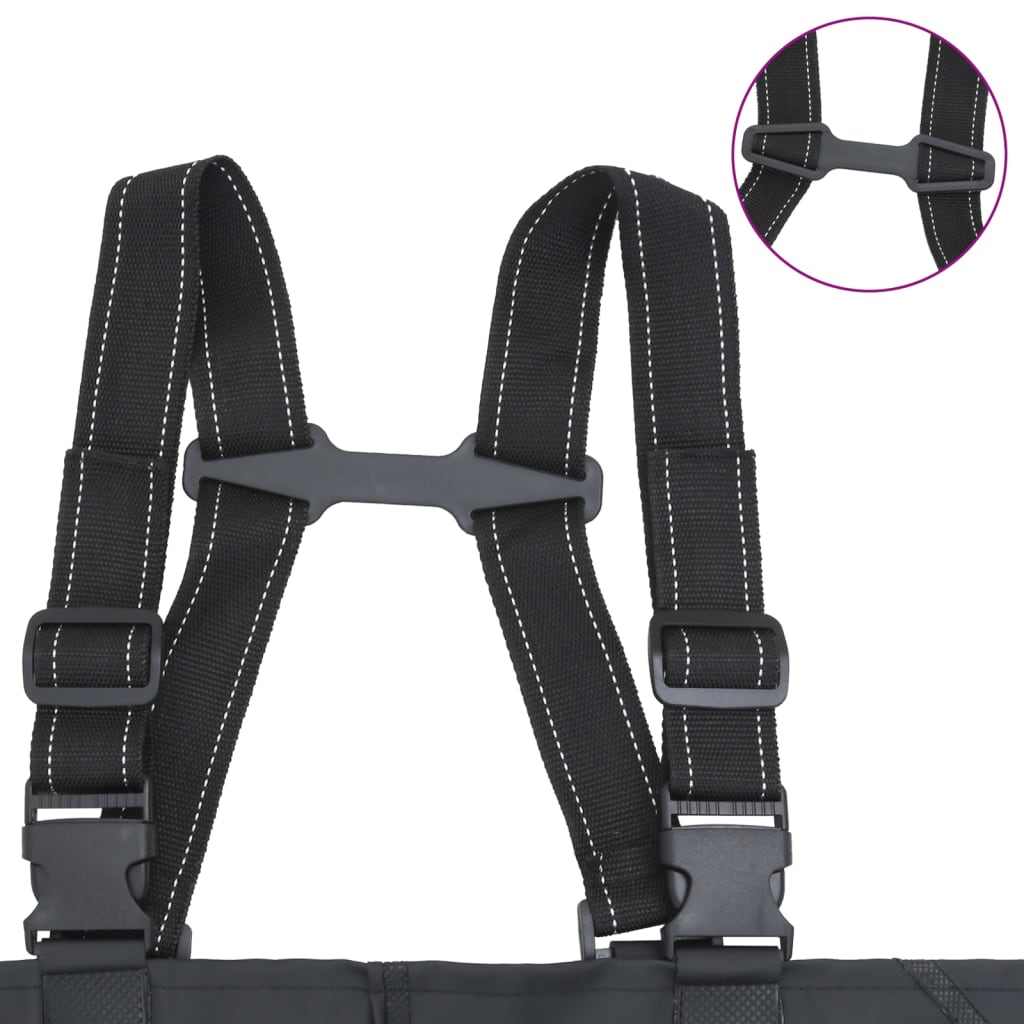 vidaXL Κολυμβητικές βάτες στήθους μπότες ζώνη Μαύρο μέγεθος 46