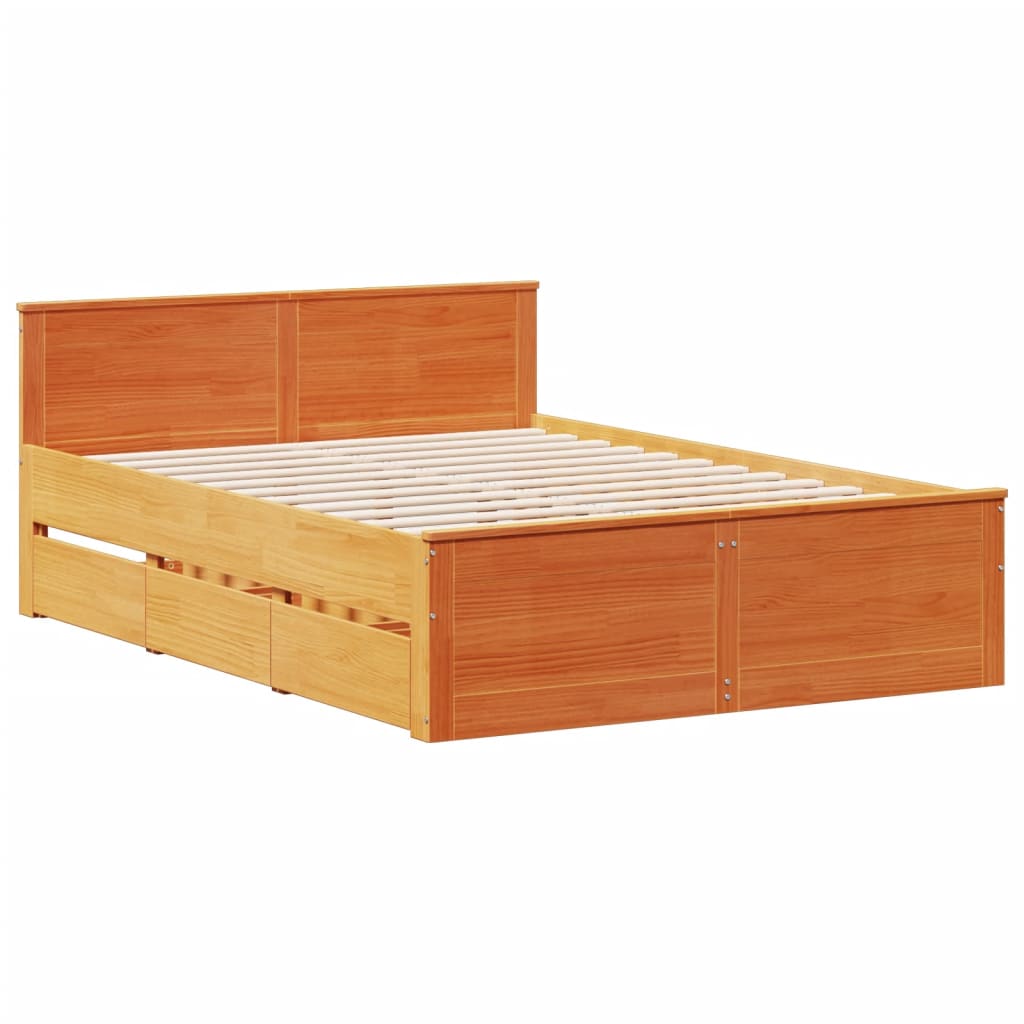 vidaXL Σκελετός Κρεβατιού Χωρ. Στρώμα +Κεφαλάρι 150x200 εκ Μασίφ Πεύκο
