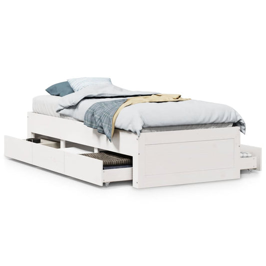 vidaXL Σκελετός Κρεβατιού Χωρίς Στρώμα με Συρτάρια Μασίφ Ξύλο Πεύκου