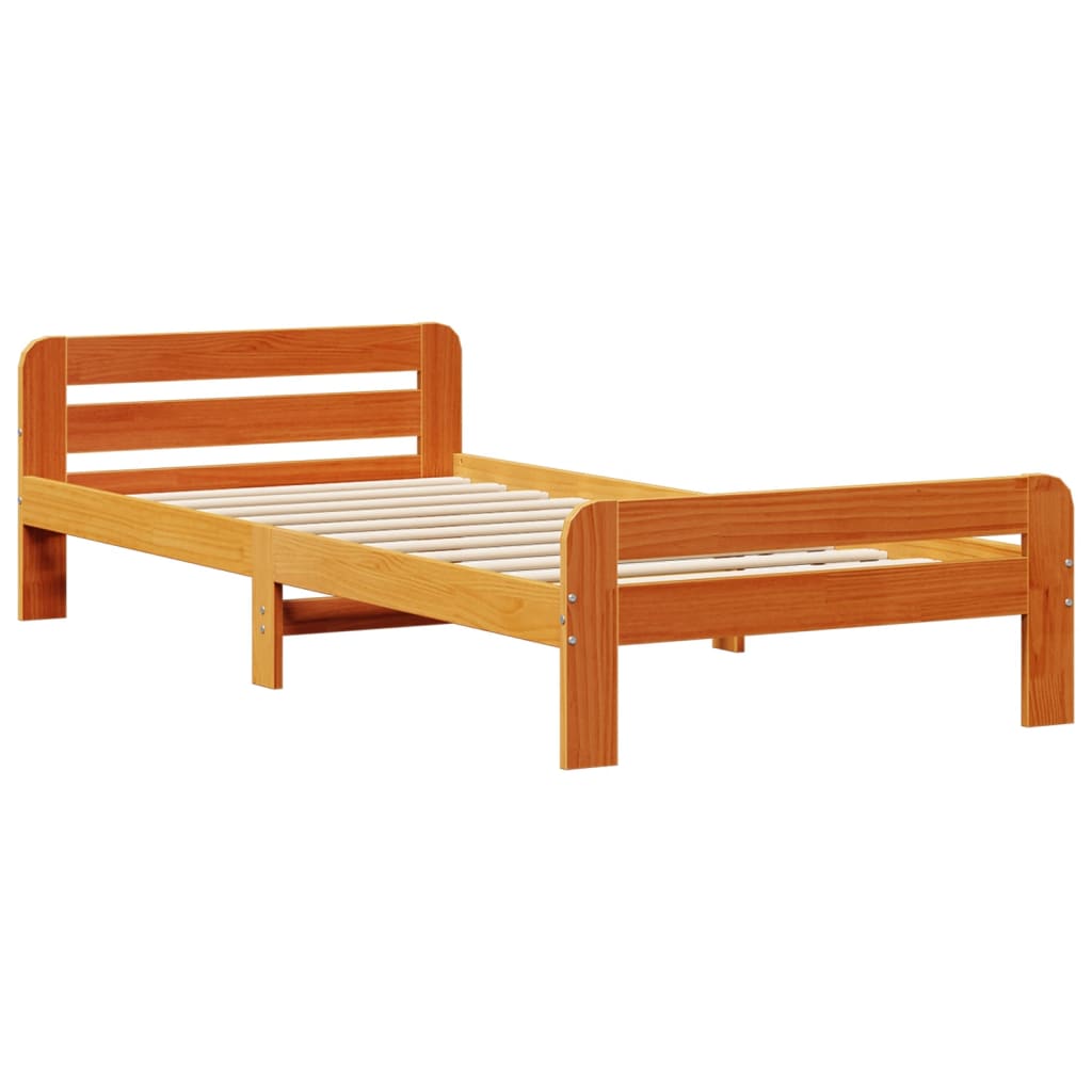 vidaXL Κρεβάτι Βιβλιοθήκη Χωρίς Στρώμα 75x190 εκ Μασίφ Ξύλο Πεύκου