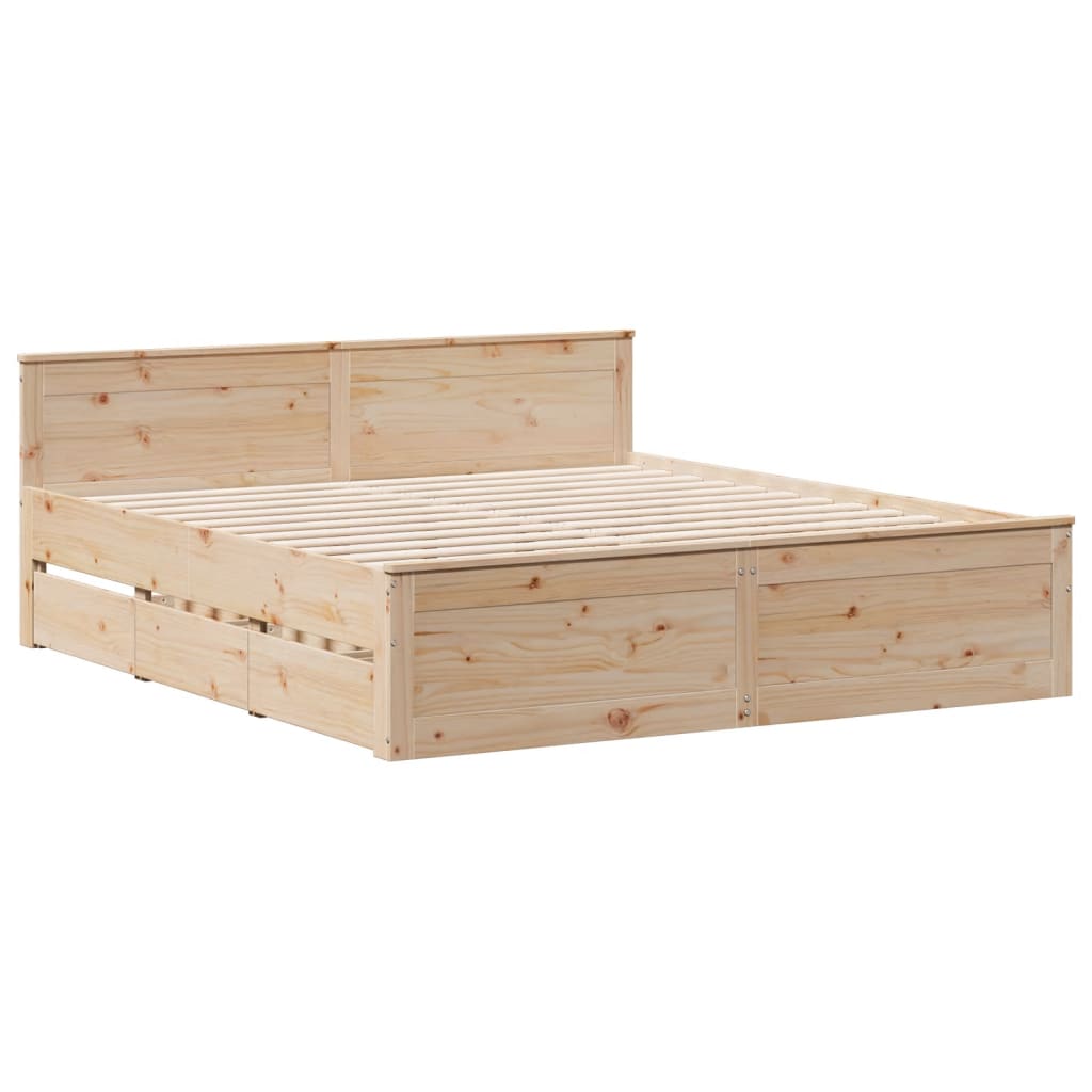 vidaXL Κρεβάτι Βιβλιοθήκη Χωρίς Στρώμα 180x200 εκ Μασίφ Ξύλο Πεύκου