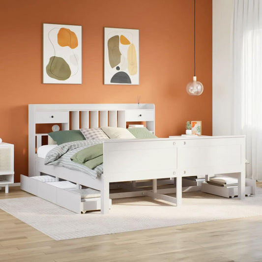 vidaXL Κρεβάτι Βιβλιοθήκη Χωρίς Στρώμα 180x200 εκ Μασίφ Ξύλο Πεύκου