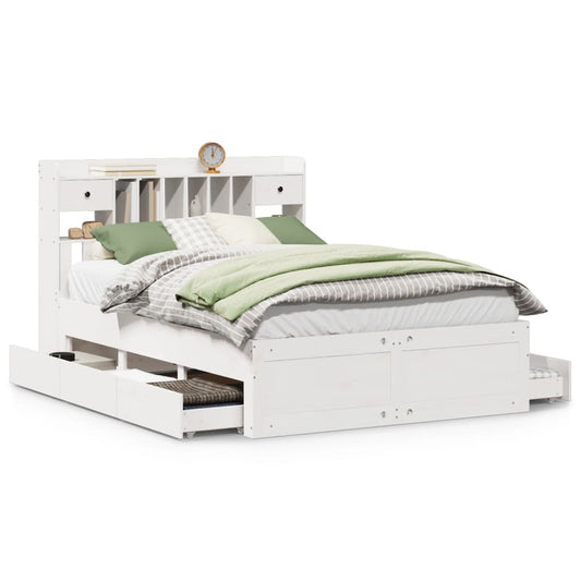 vidaXL Κρεβάτι Βιβλιοθήκη Χωρίς Στρώμα 140x200 εκ Μασίφ Ξύλο Πεύκο