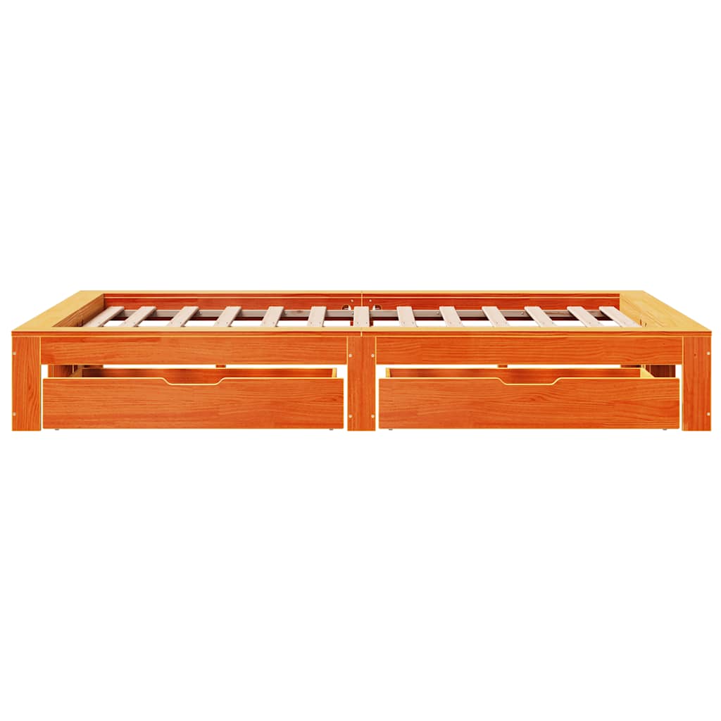 vidaXL Σκελετός Κρεβ. Χωρίς Στρώμα Καφέ Κεριού 135x190 εκ Μασίφ Πεύκο