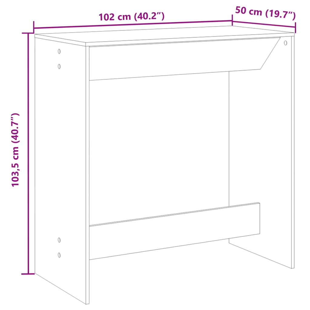 vidaXL Τραπέζι Μπαρ Λευκό 102x50x103,5εκ. Επεξεργ. Ξύλο