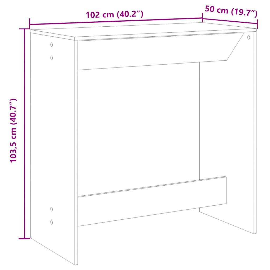 vidaXL Τραπέζι Μπαρ Γκρι Sonoma 102x50x103,5εκ. Επεξεργ. Ξύλο