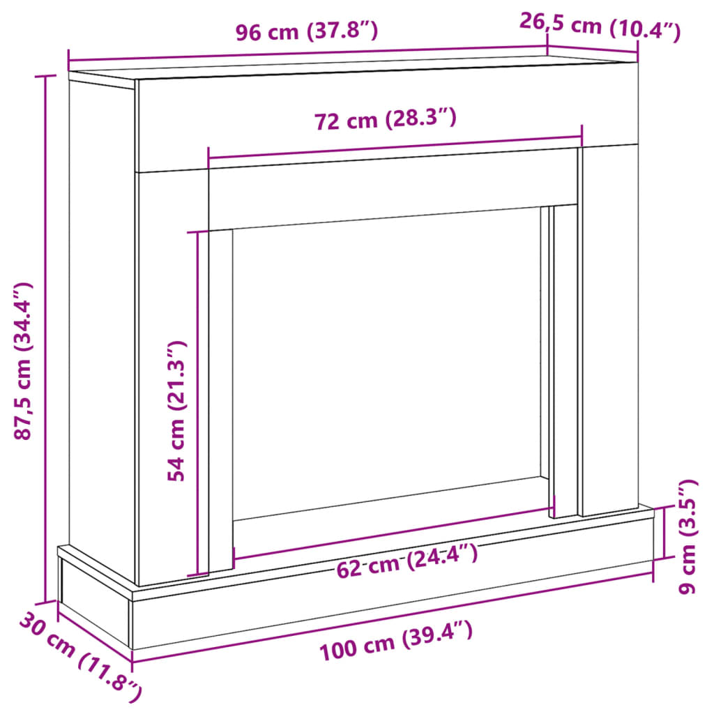 vidaXL Πλαίσιο Τζακιού Καπνιστή Δρυς 100x30x87,5 εκ. από Επεξ. Ξύλο
