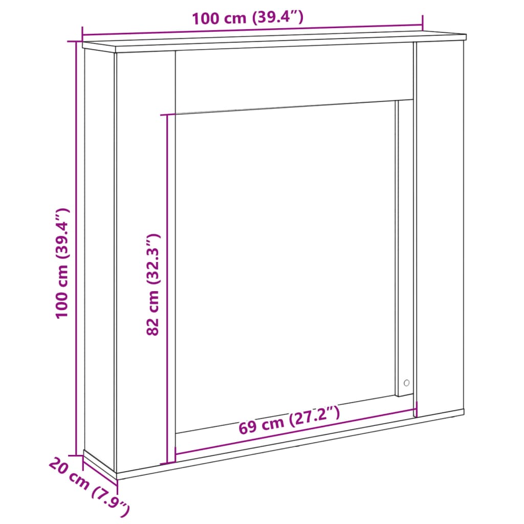 vidaXL Πλαίσιο Τζακιού Καπνιστή Δρυς 100x20x100 εκ. από Επεξ. Ξύλο