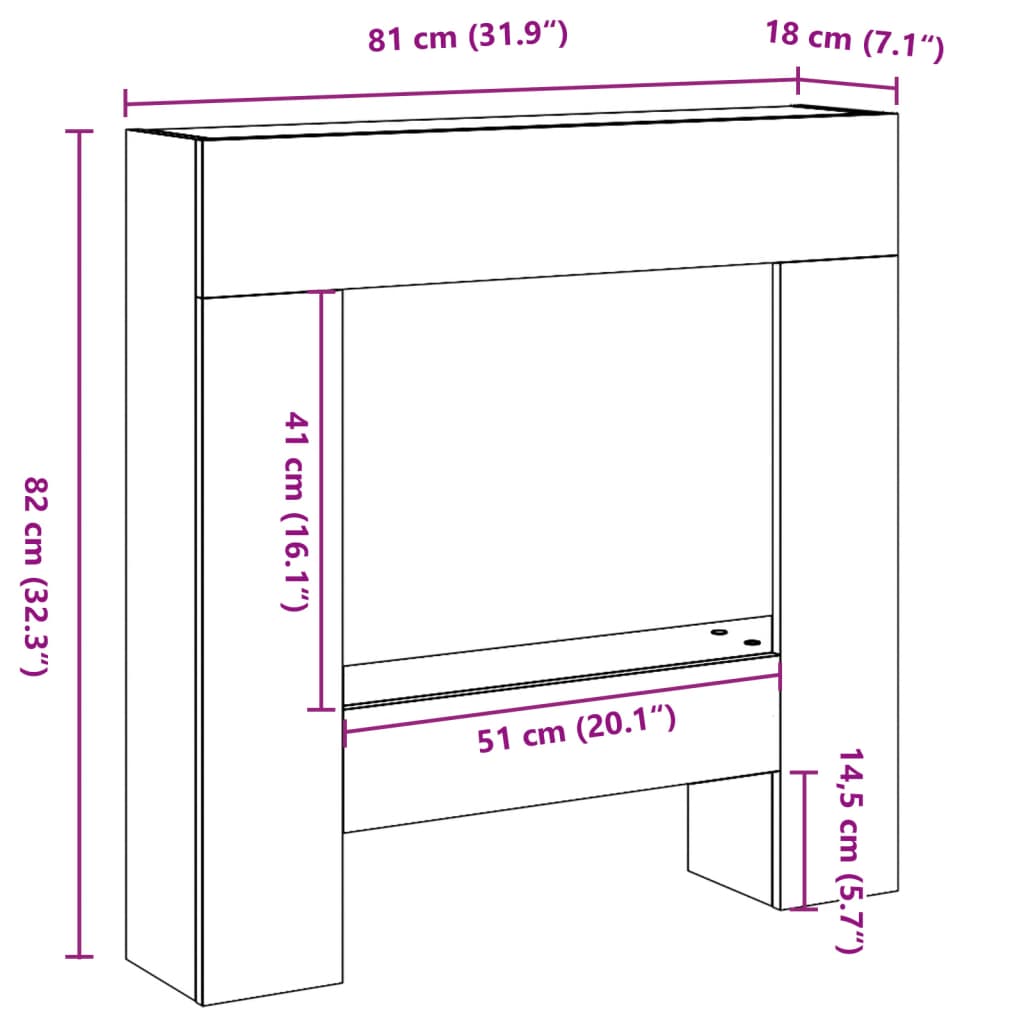 vidaXL Πλαίσιο Τζακιού Γκρι Sonoma 81x18x82 εκ. από Επεξ. Ξύλο