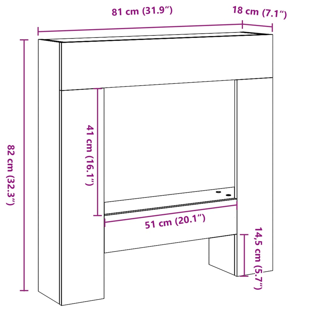 vidaXL Πλαίσιο Τζακιού Αρτισιανή Δρυς 81x18x82 εκ. από Επεξ. Ξύλο
