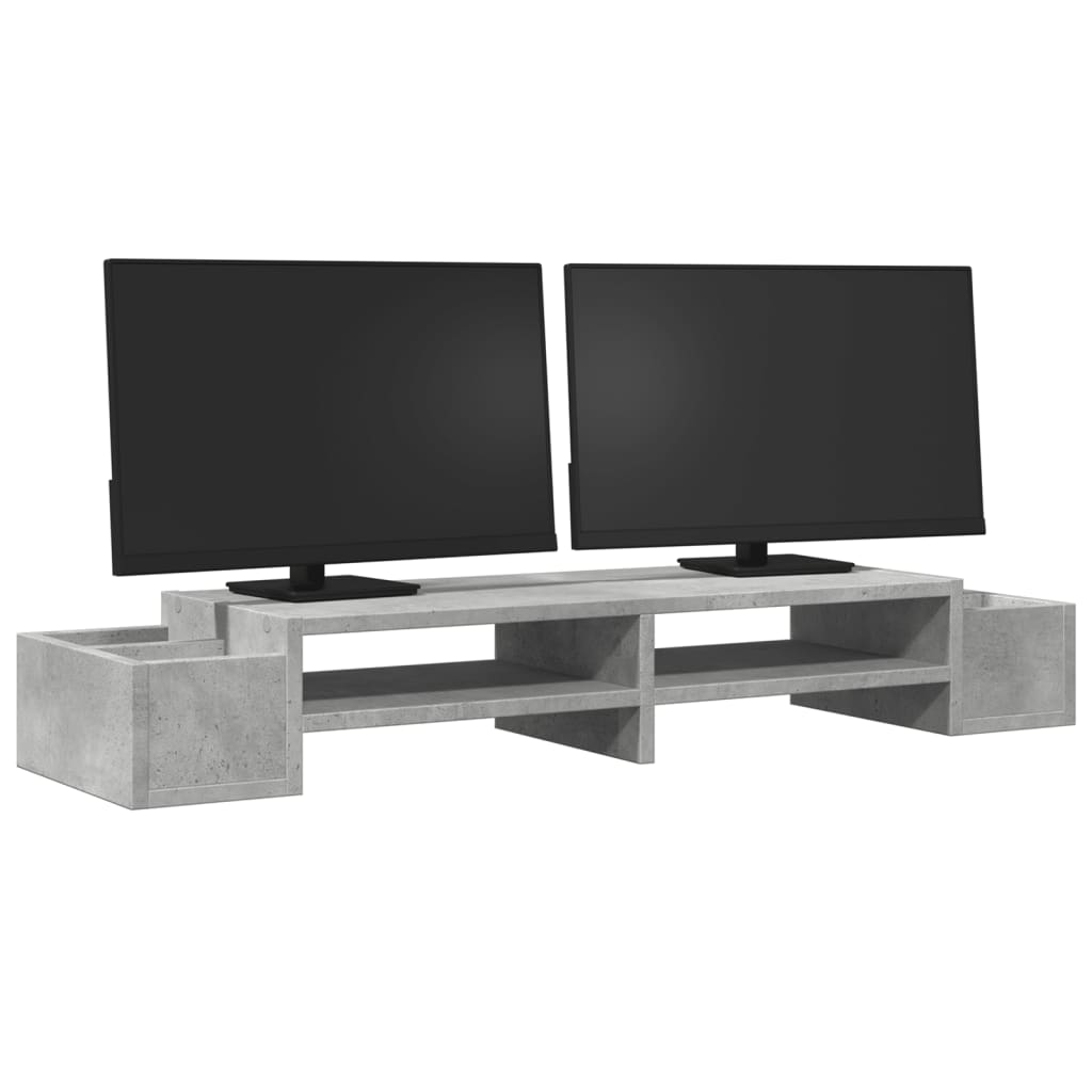 vidaXL Βάση Οθόνης με Αποθ. Γκρι Σκυρ. 100x27x15 εκ. Επεξεργ. Ξύλο