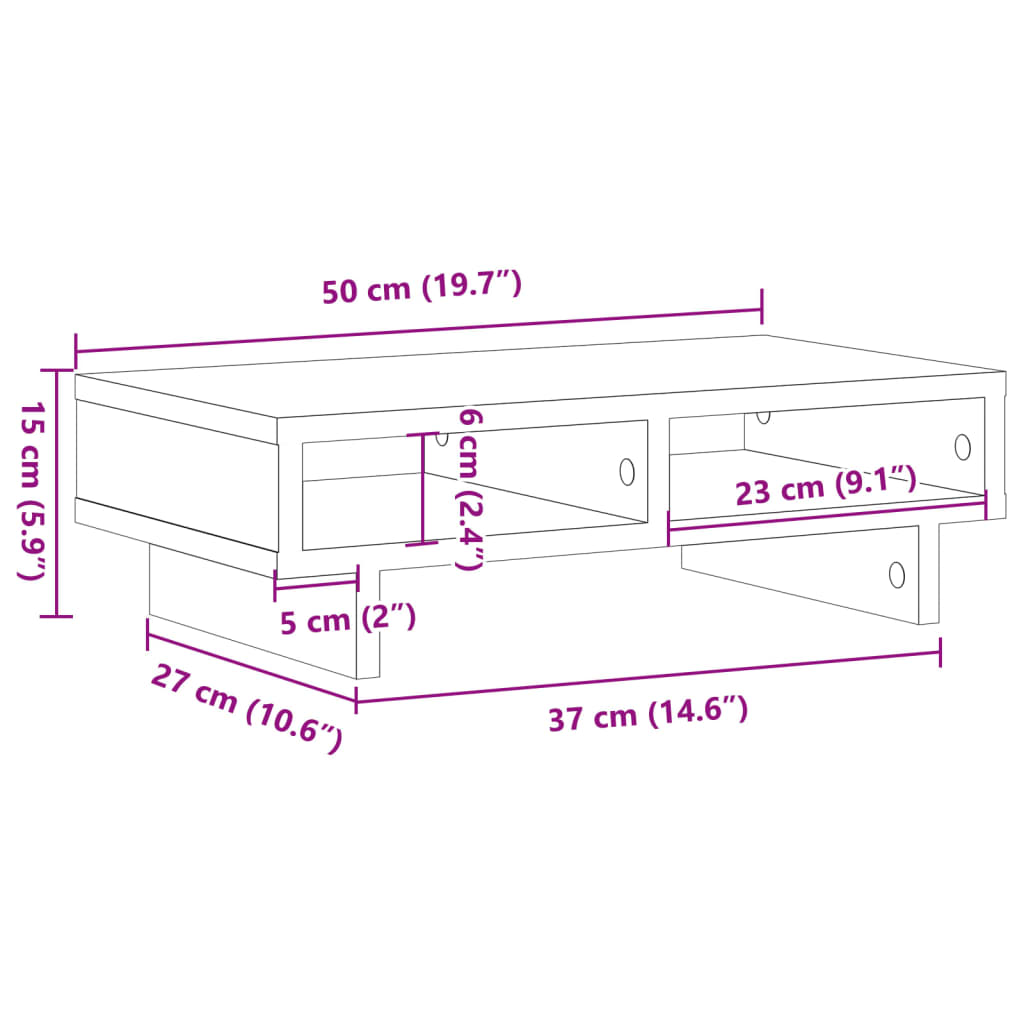 vidaXL Βάση Οθόνης Καπνιστή Δρυς 50x27x15 εκ. από Επεξεργασμένο Ξύλο