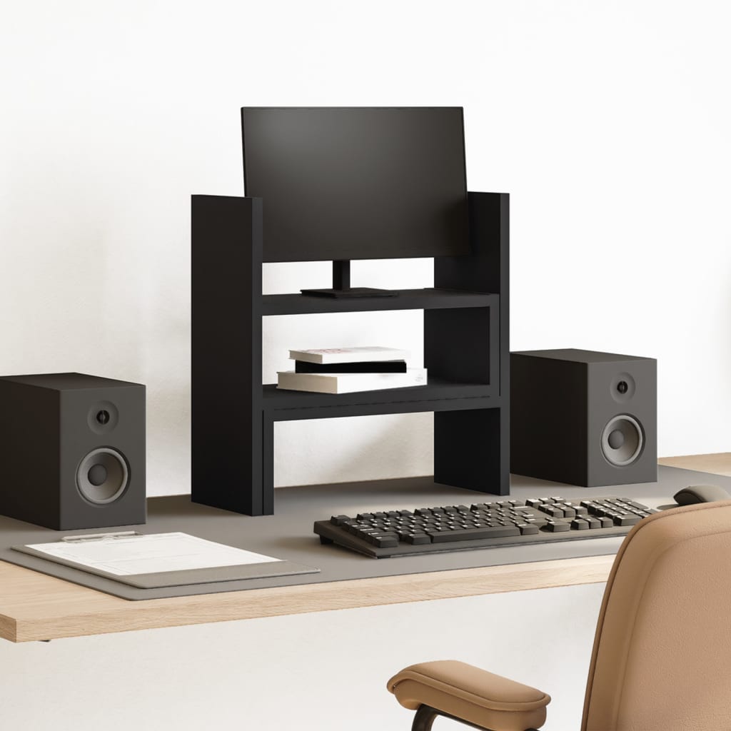 vidaXL Έπιπλο Οργάνωσης Γραφείου Ρυθμιζ. Μαύρο 40x17x41 εκ. Επεξ. Ξύλο