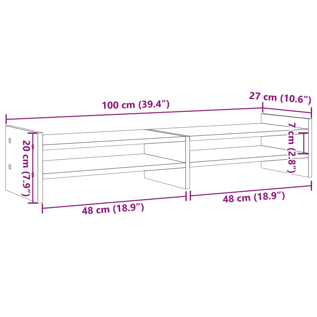 vidaXL Βάση Οθόνης Λευκή 100x27x20 εκ. από Επεξ. Ξύλο