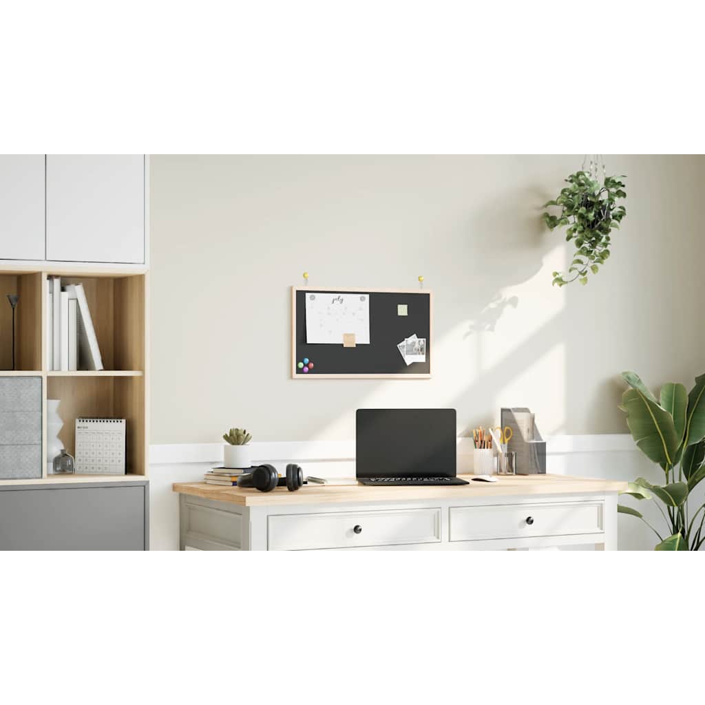 vidaXL Πίνακας κιμωλίας με πλαίσιο από μασίφ ξύλο πεύκου Μαύρο 60x40cm