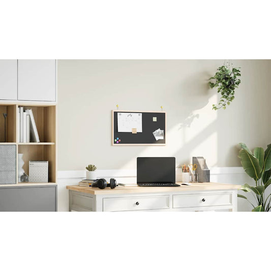 vidaXL Πίνακας κιμωλίας με πλαίσιο από μασίφ ξύλο πεύκου Μαύρο 60x40cm