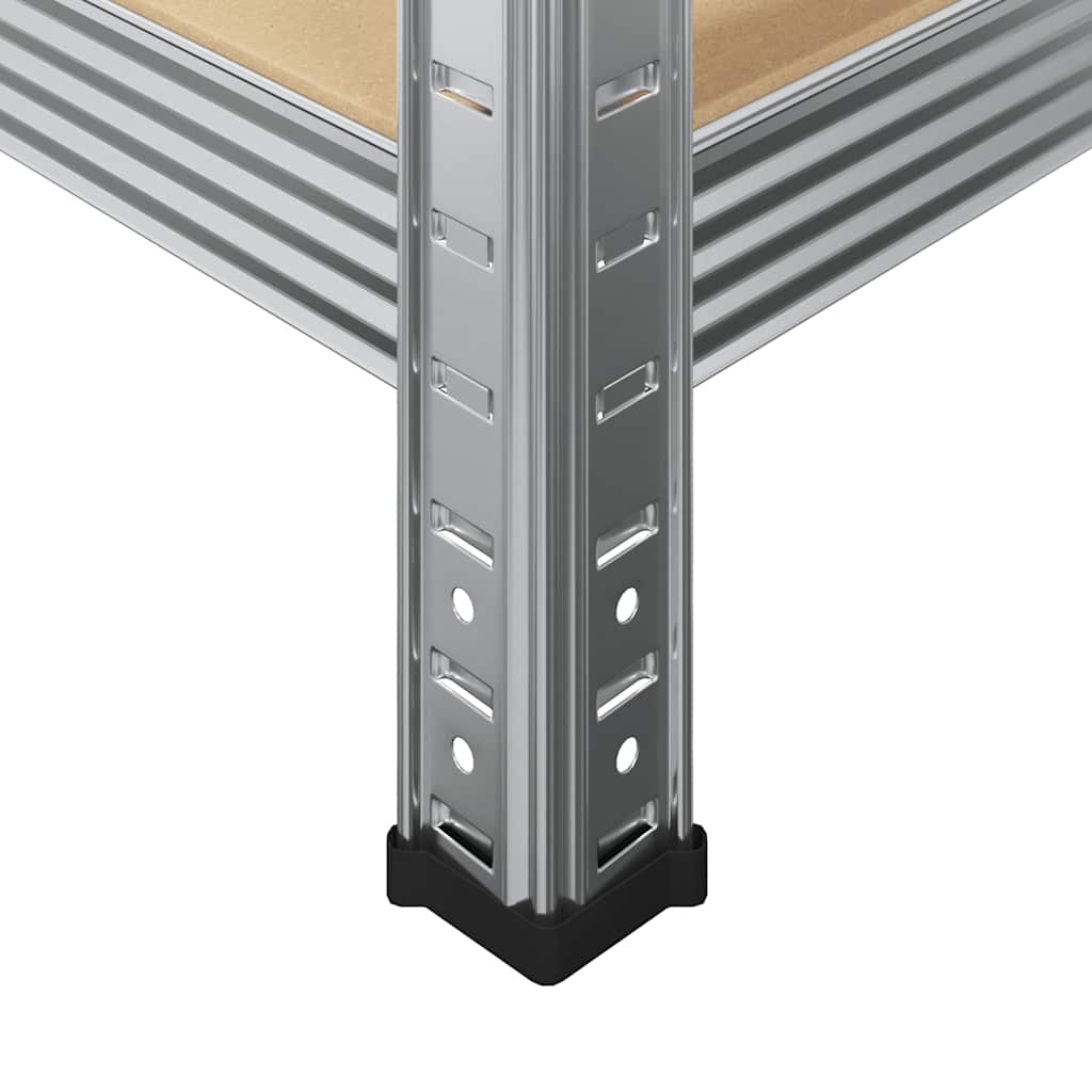 vidaXL Ραφιέρα 5 Επιπέδων Ασημί από Ατσάλι & Επεξεργασμένο Ξύλο