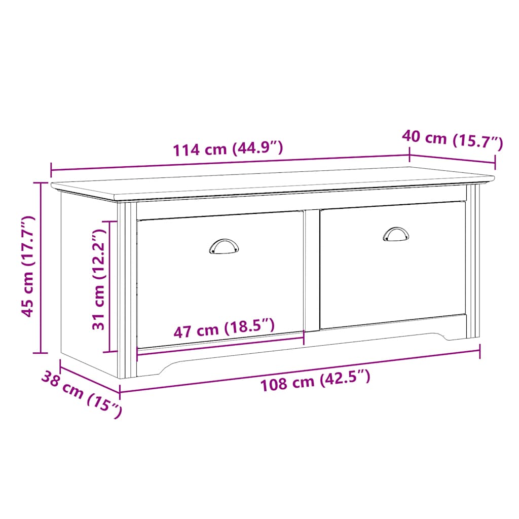 Πάγκος διαδρόμου vidaXL "BODO" Λευκό 114x40x45 cm