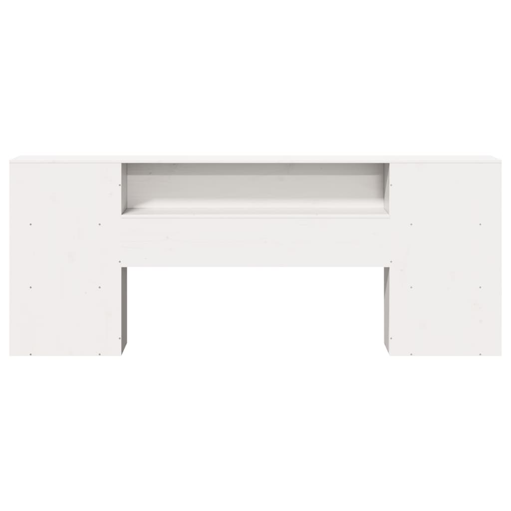 vidaXL Κεφαλάρι με Αποθ. Χώρο Λευκό 200 εκ. από Μασίφ Ξύλο Πεύκου