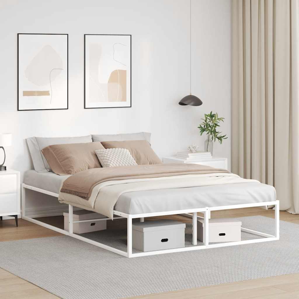 vidaXL Πλαίσιο κρεβατιού χωρίς στρώμα Λευκό 140x200 cm Μεταλλικό