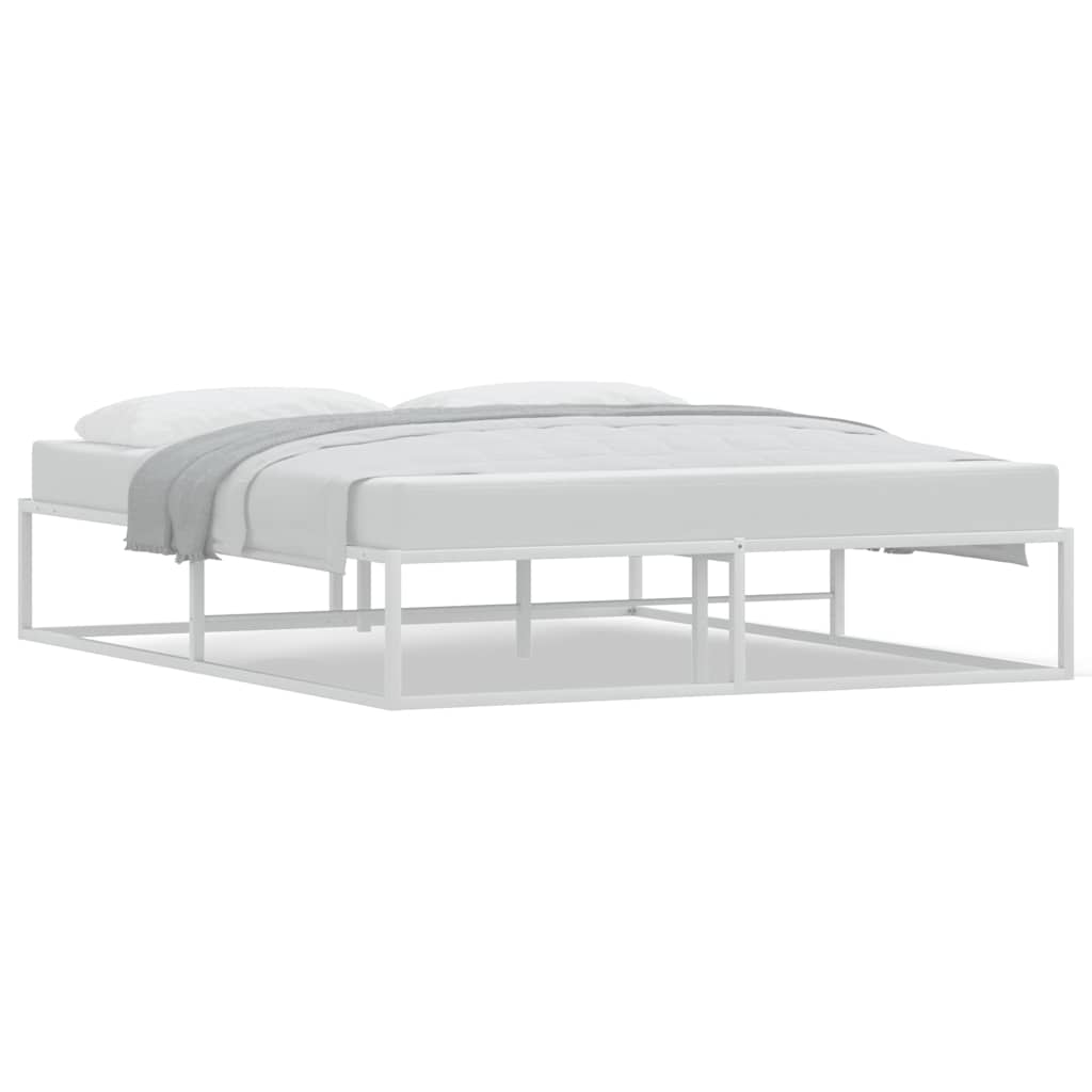 vidaXL Πλαίσιο κρεβατιού χωρίς στρώμα Λευκό 160x200 cm Μεταλλικό