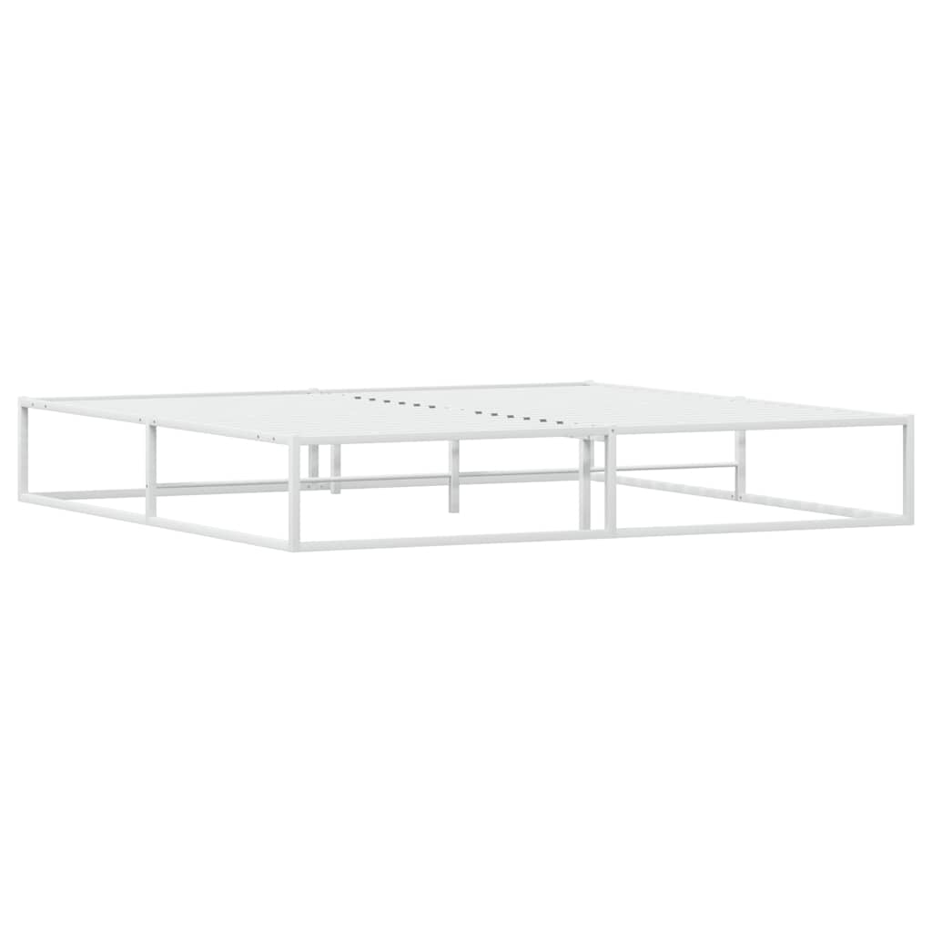 vidaXL Πλαίσιο κρεβατιού χωρίς στρώμα Λευκό 200x200 cm Μεταλλικό