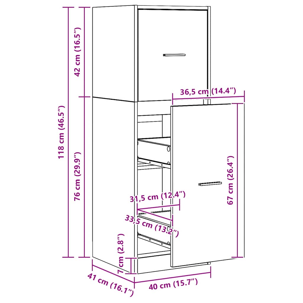 vidaXL Συρταριέρα Γενικής Χρήσης Αρτισιανή Δρυς 40x41x118εκ Επεξ. Ξύλο